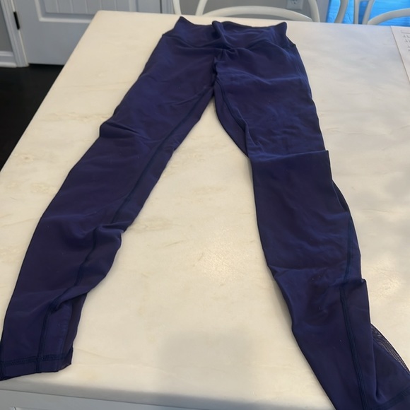 Navy blue leggings- lace up design on back.  Worn but in good condition - Picture 2 of 3